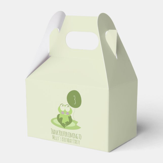 Caja Para Regalos Cute Frog Birday Green Balloon Gracias (Front Side)