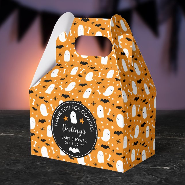 Caja Para Regalos Cute Ghosts Bats Naranja Baby Shower Gracias (Subido por el creador)