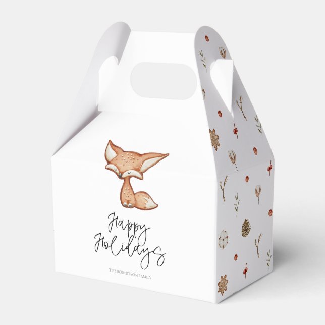 Caja Para Regalos Cute Gingerbread Fox Holiday Favor Box (Front Side)