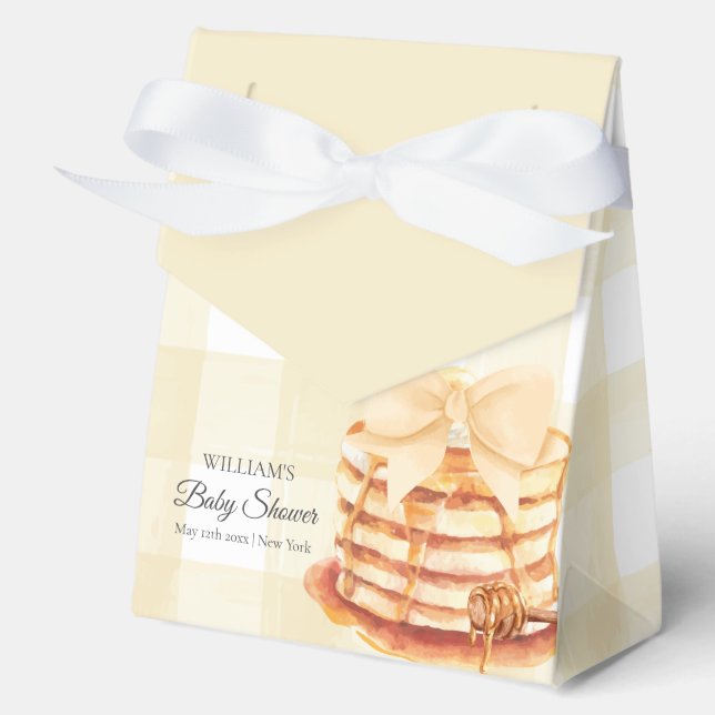 Caja Para Regalos Cute Gingham Bow Pancake Brunch Baby Shower (Anverso)