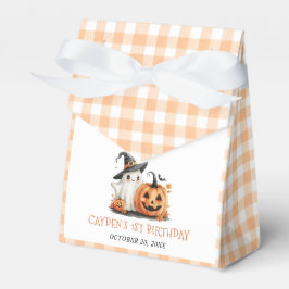 Caja Para Regalos Cute Gingham Halloween Ghost 1º cumpleaños
