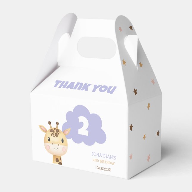 Caja Para Regalos Cute Giraffe Jungle Safari Animal Birthday (Reverso)