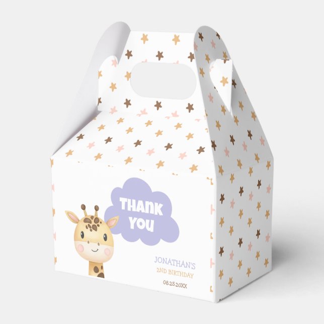 Caja Para Regalos Cute Giraffe Safari Animal Kids Birthday (Front Side)