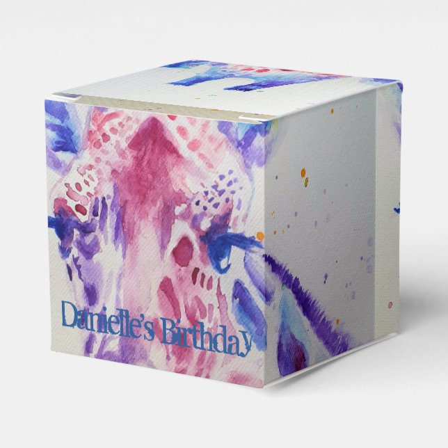 Caja Para Regalos Cute Giraffe Zoo Animal Birthday Cake Favor Box (Costado Anverso)