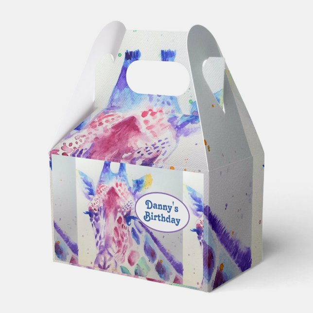 Caja Para Regalos Cute Giraffe Zoo Animal Birthday Cake Favor Box (Front Side)