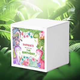 Caja Para Regalos Cute Girl Dinosaur 1st Birthday Favor Box