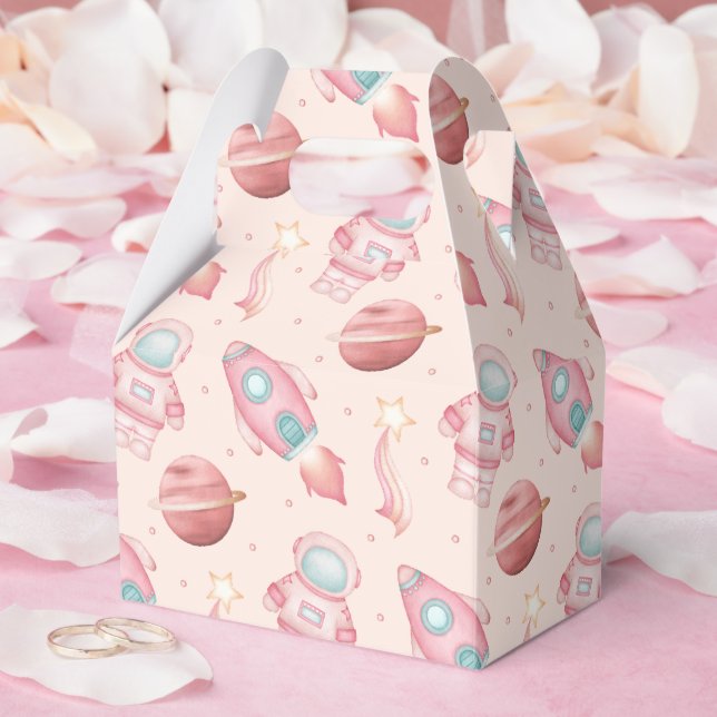Caja Para Regalos Cute Girls Space Birthday Pink Astronaut (Boda)