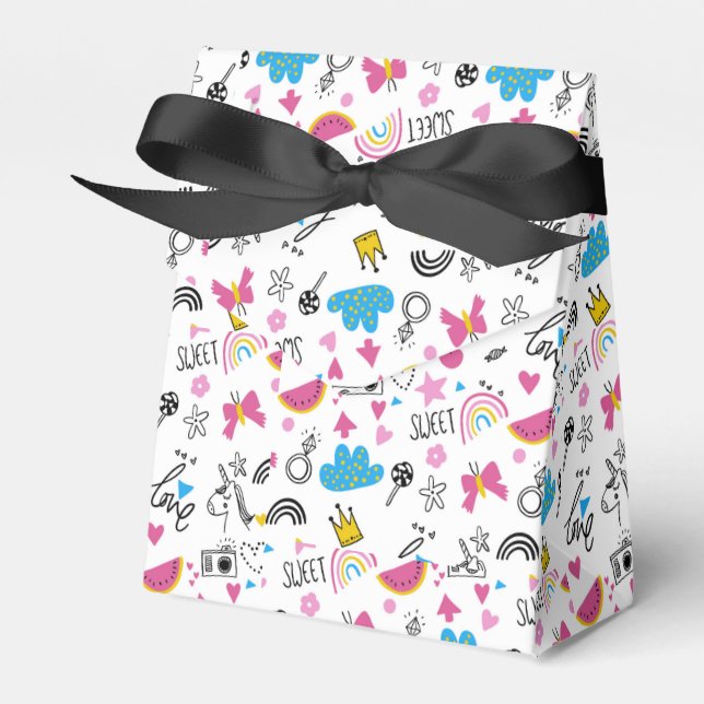 Caja Para Regalos Cute Girly Whimsical Arcoiris Colorido Ilustrado (Front Side)