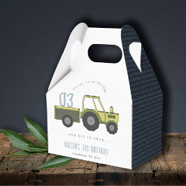 Caja Para Regalos Cute Green Blue Farm Tractor Niños de cualquier Ed