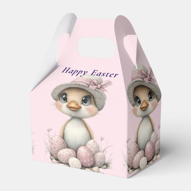 Caja Para Regalos Cute Happy Easter Patito Huevos (Front Side)