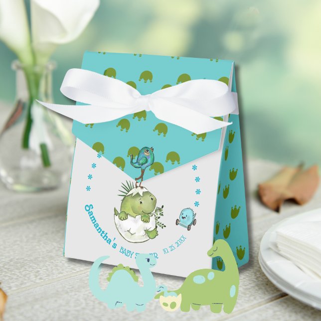 Caja Para Regalos Cute Hatching Dino Baby Shower (Cute Hatching Dino Baby Shower Favor Boxes)