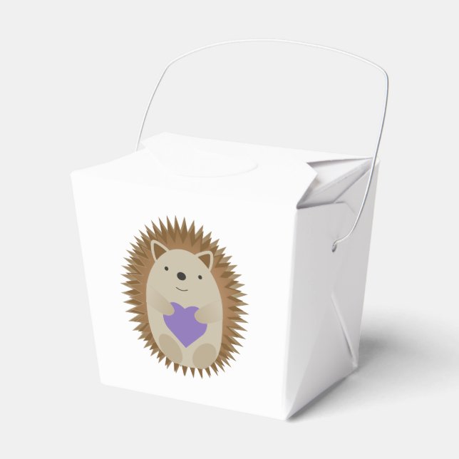 Caja Para Regalos Cute Hedgehog con un corazón morado (Front Side)