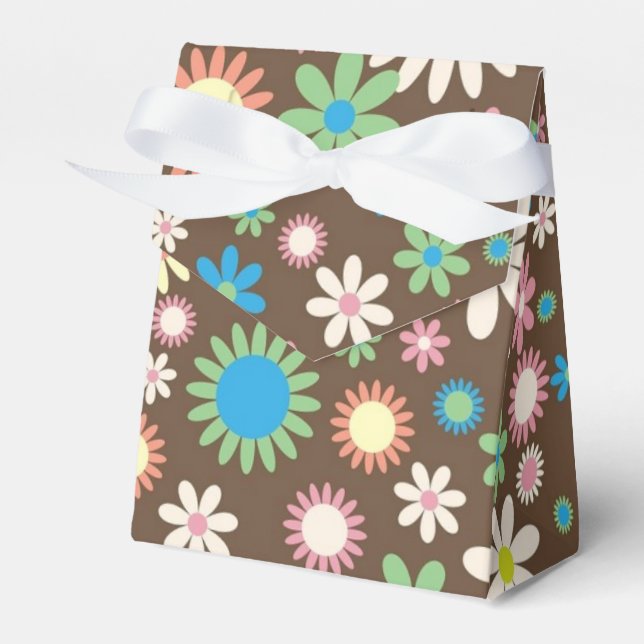 Caja Para Regalos Cute Hippy Flower Power Pattern Brown (Front Side)
