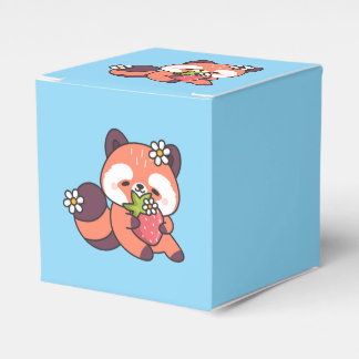 Caja Para Regalos Cute Kawaii Red Panda with Strawberry