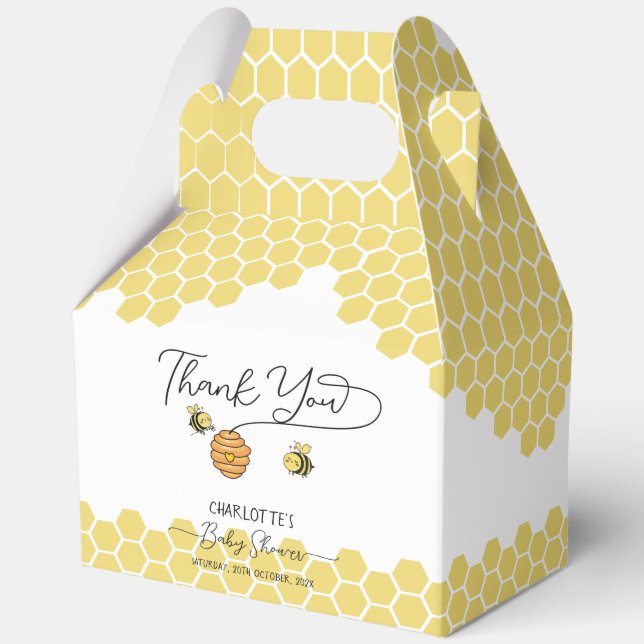Caja Para Regalos Cute Little Bees Honeycomb Baby Shower (Anverso)