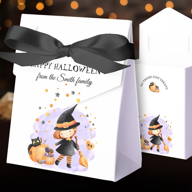 Caja Para Regalos Cute Little Witch Halloween Favor Box Purple (Cute Little Witch Halloween Favor Box Purple)