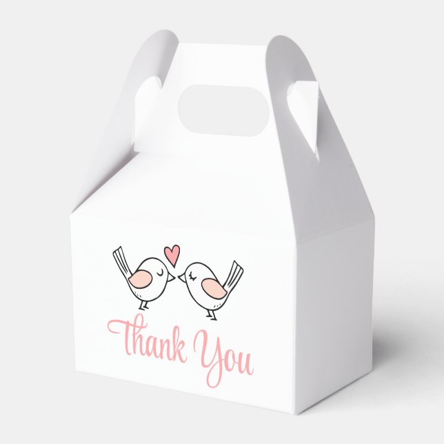 Caja Para Regalos Cute Lovebird Pink Love Birds Gracias Boda (Front Side)