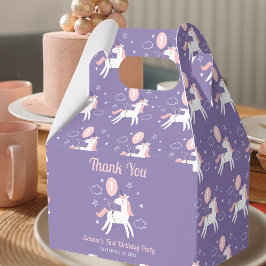 Caja Para Regalos Cute mágico morado y unicornio rosa gracias