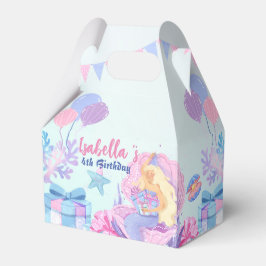 Caja Para Regalos Cute Mermaid Rainbow Watercolor Fiesta de cumpleañ