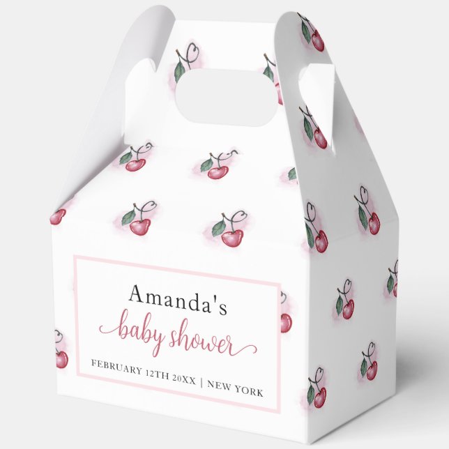 Caja Para Regalos Cute moderno novio de cerezo en Baby Shower (Anverso)