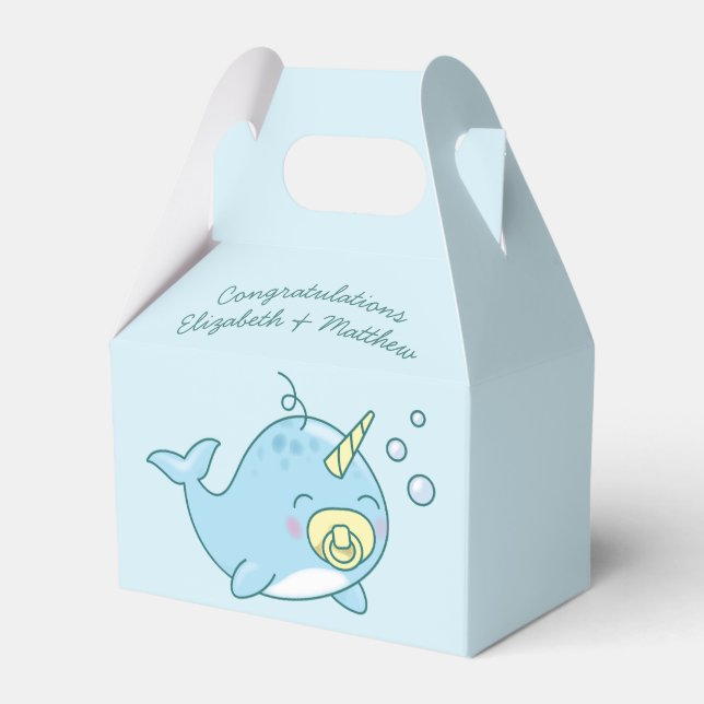 Caja Para Regalos Cute Narwhal Baby Shower Kawaii (Front Side)