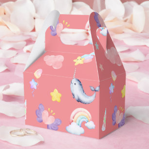 Caja Para Regalos Cute Narwhal Fish Unicorn Arcoiris cumpleaños