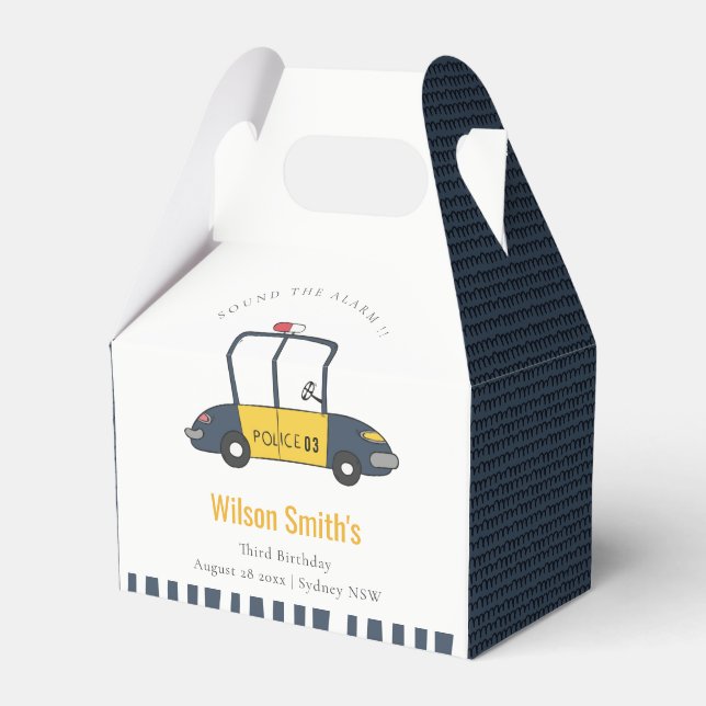 Caja Para Regalos Cute Navy Yellow Police Car Kids Cualquier Edad Cu (Front Side)