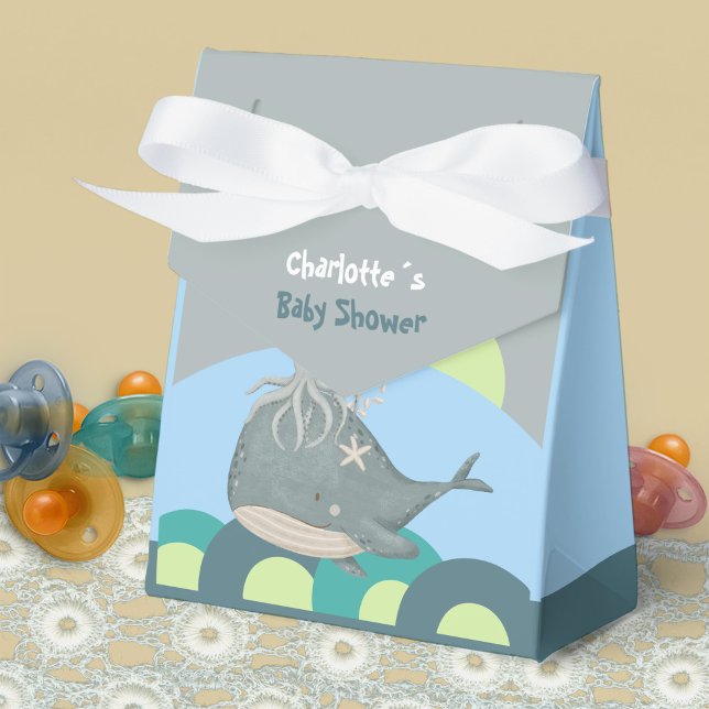 Caja Para Regalos Cute Ocean Animals Whale Squid Blue Baby Shower (Cute Ocean Animals Whale Squid Blue Baby Shower Favor Boxes ©Susanne Sachers - Sunny Mind Design 🌞)