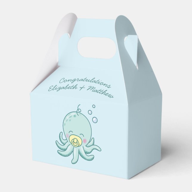 Caja Para Regalos Cute Octopus Baby Shower Kawaii (Front Side)