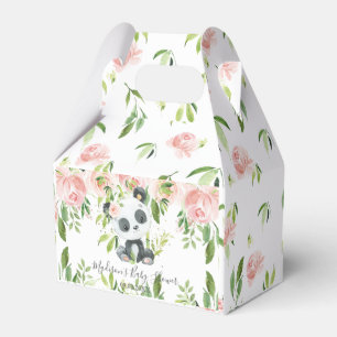 Caja Para Regalos Cute Panda Pink Floral Bamboo Baby Shower Cumpleañ