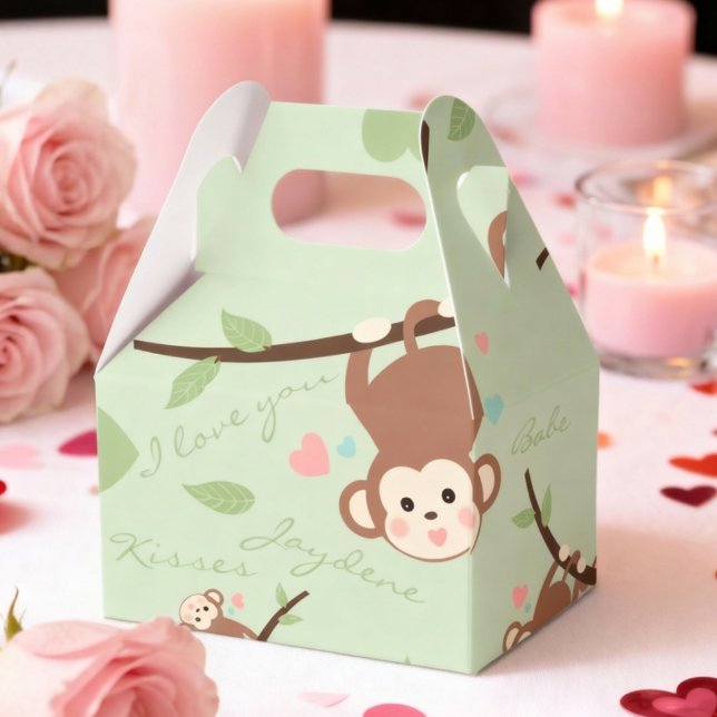 Caja Para Regalos Cute Pastel Monkey Valentine Favor Box (Adorably cute with custom message for valentine, birthday or just because.)
