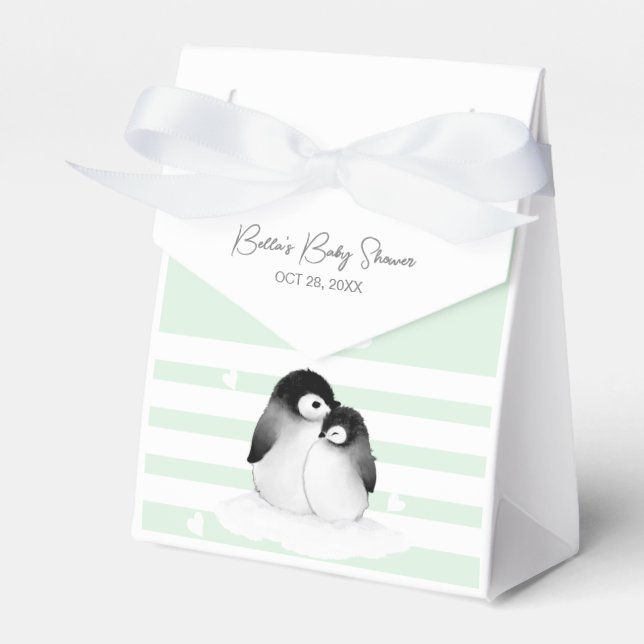 Caja Para Regalos Cute Penguin Baby Shower (Front Side)
