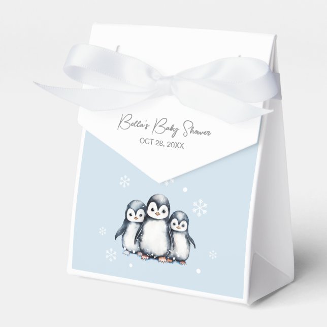 Caja Para Regalos Cute Penguin Baby Shower (Front Side)