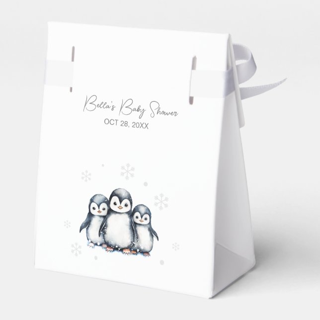 Caja Para Regalos Cute Penguin Baby Shower (Reverso)