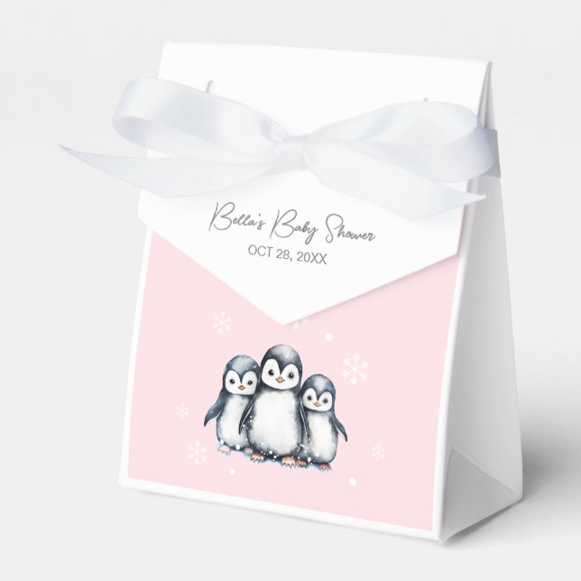 Caja Para Regalos Cute Penguin Baby Shower (Front Side)