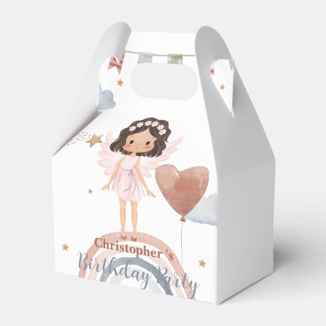 Caja Para Regalos Cute pequeño ángel afro chicas Balón Cumpleaños (Reverso)