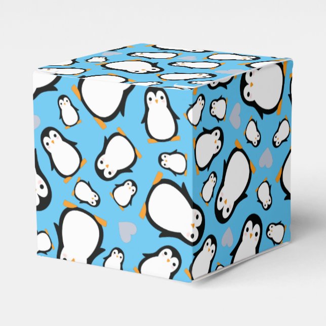 Caja Para Regalos Cute pingüino Baby Shower Blue Boy (Costado Anverso)