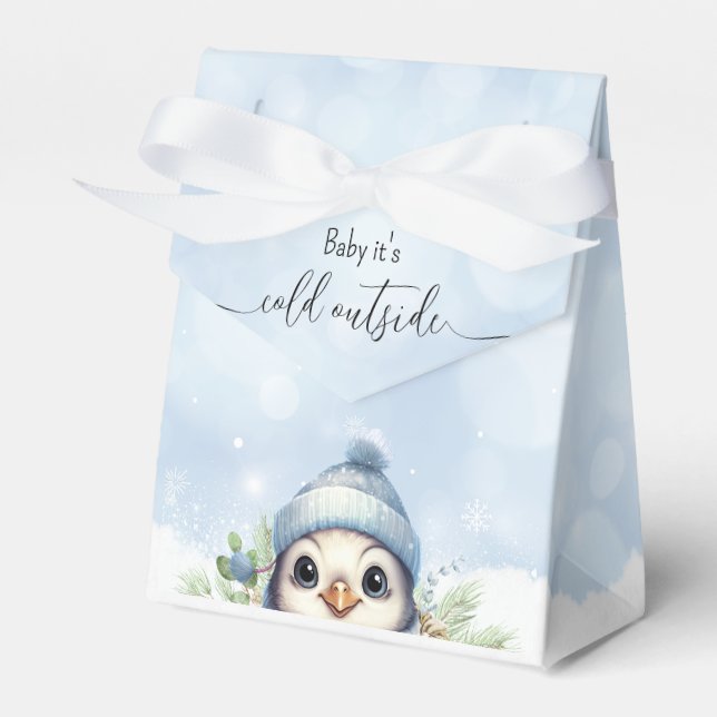 Caja Para Regalos Cute pingüino Blue Boy Baby Shower (Front Side)