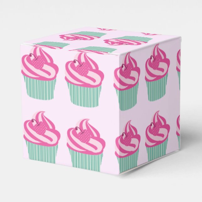 Caja Para Regalos Cute Pink Cupcakes Pattern Pastel Pink (Costado Anverso)