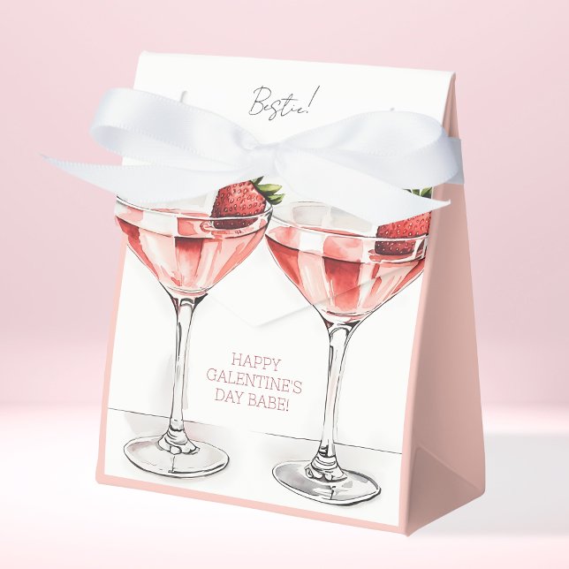 Caja Para Regalos Cute Pink Happy Galentine's Day Strawberries BFF (Cute Pink Happy Galentine's Day Strawberries BFF Favor Boxes)
