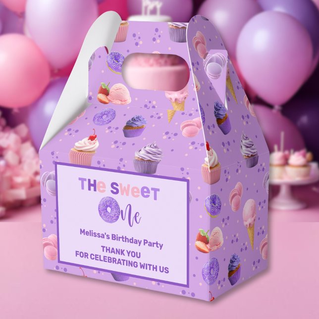 Caja Para Regalos Cute Pink Morple Sweet One First Birday (Subido por el creador)