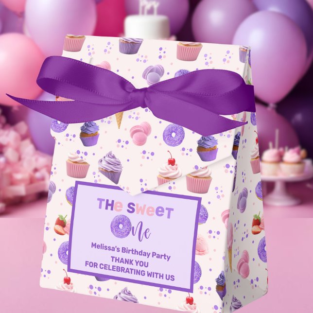 Caja Para Regalos Cute Pink Morple Sweet One First Birday (Subido por el creador)