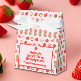 Caja Para Regalos Cute Pink Red Berry First Birday Favor Box