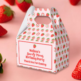 Caja Para Regalos Cute Pink Red Berry First Birday Favor Box