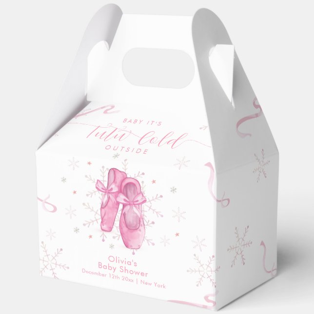 Caja Para Regalos Cute Pink Snowflake Ballerina Girl Baby Shower  (Anverso)
