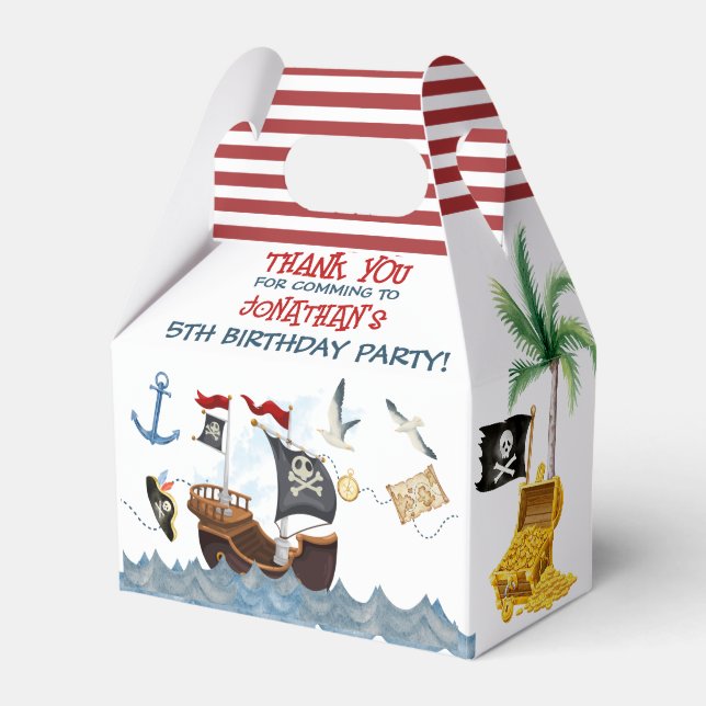 Caja Para Regalos Cute Pirate Birthday Parchment gracias (Front Side)