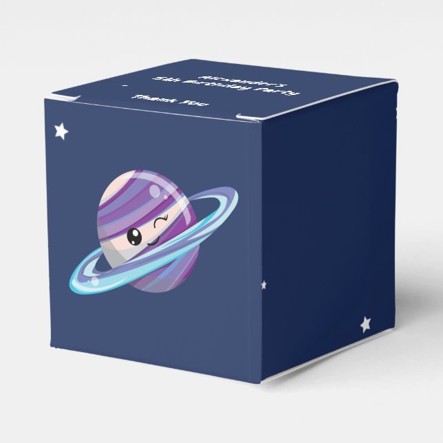 Caja Para Regalos Cute Planeta Saturno Espacio Galaxia Niño Cumpleañ (Costado Anverso)