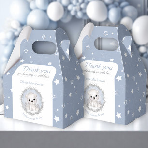 Caja Para Regalos Cute Polar Oso Azul Winter Boy Baby Shower