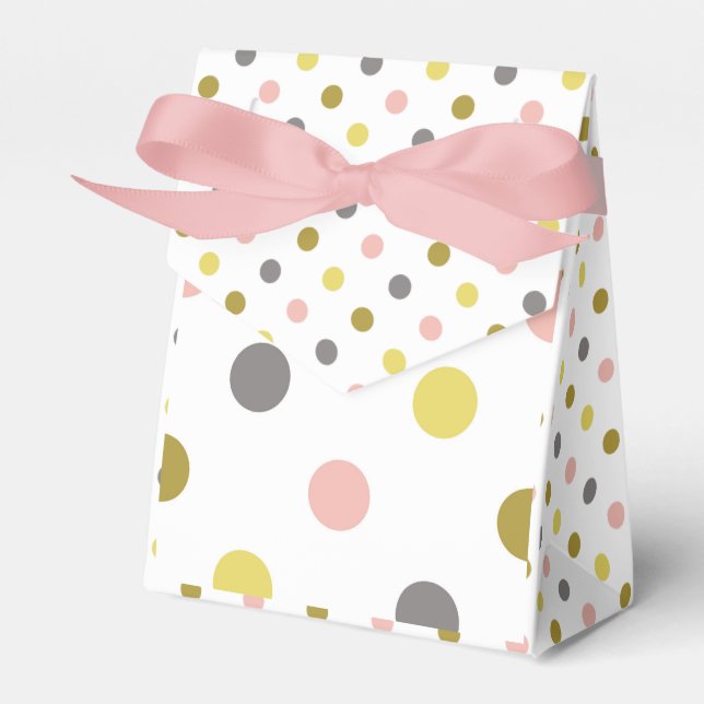 Caja Para Regalos Cute Polka Dots Mustard Yellow Pink Grey White (Front Side)