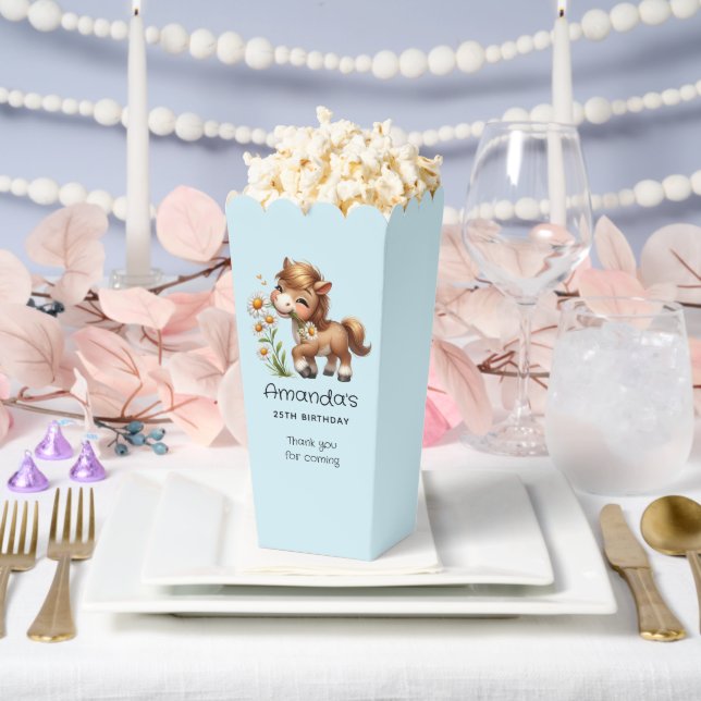 Caja Para Regalos Cute Pony Comiendo Daisies Cumpleaños Gracias (Boda)